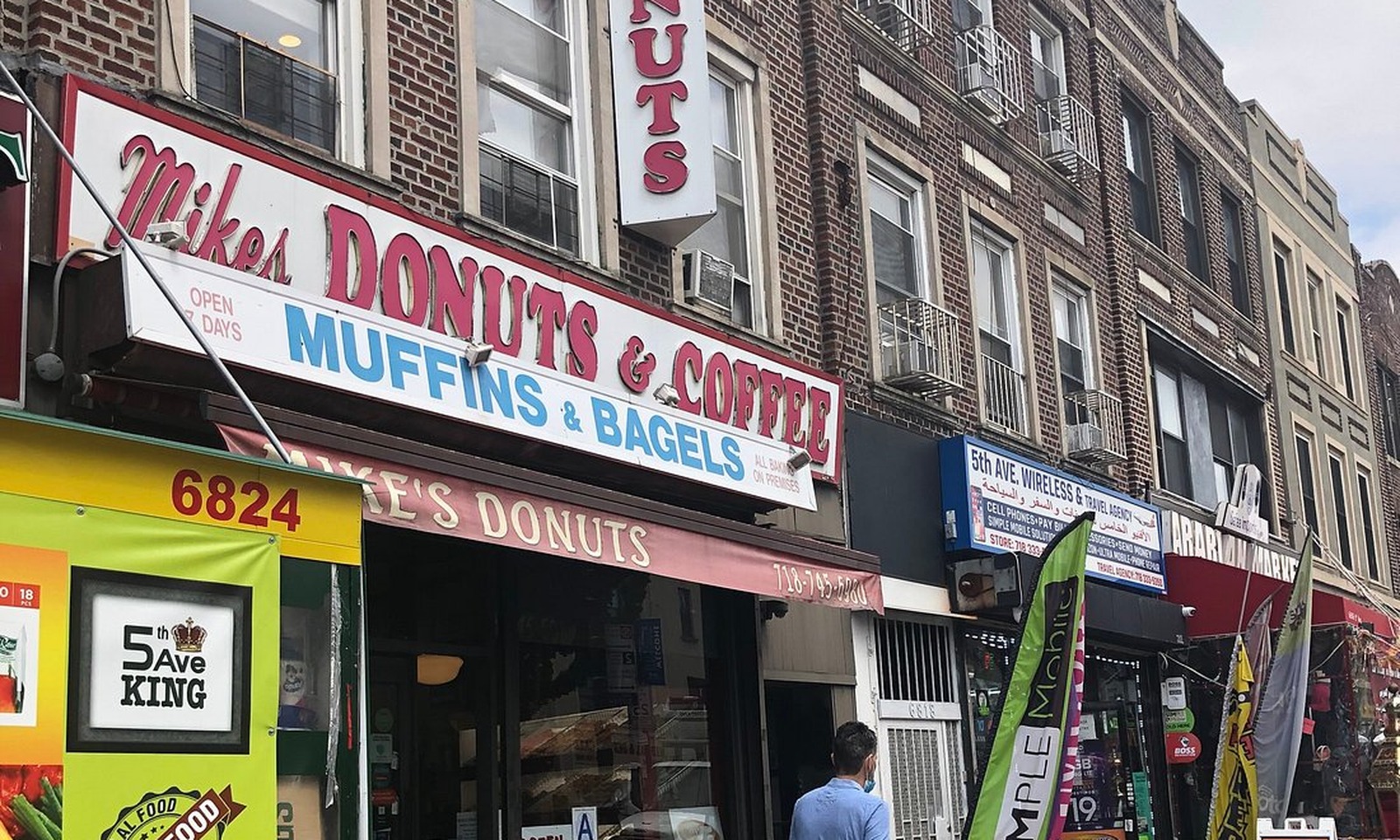Mike's Donuts & Coffee storefront on Fifth Avenue, Bay Ridge